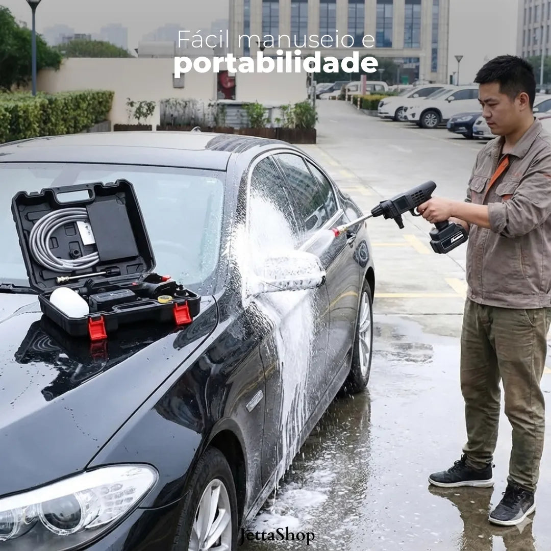 Lavadora de Alta Pressão JettaWash™ - Kit Completo Com Maleta e Bateria Recarregável (ESTOQUE LIMITADO)
