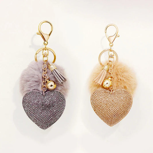 ChaveLove™ - Chaveiro luxo de coração com pompom - PROMOÇÃO DIA DAS MÃES