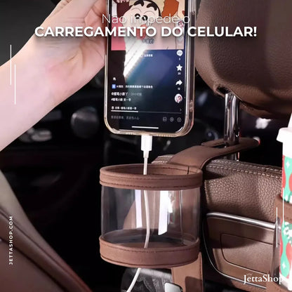 Suporte de Bolsas e Sacolas com Porta Copo Personalizado para Carros - Jetta CupBag™