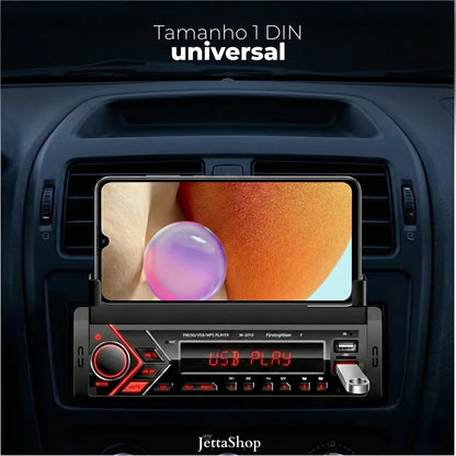 JettaPlay™ — Rádio Automotivo Bluetooth com MP3 e Suporte para Celular [ESTOQUE LIMITADO]