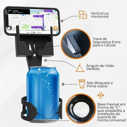 Cup Holder Jetta™ - Suporte 2 em 1 para celular [PROMOÇÃO IMPERDÍVEL ATÉ HOJE ÀS 23:59]
