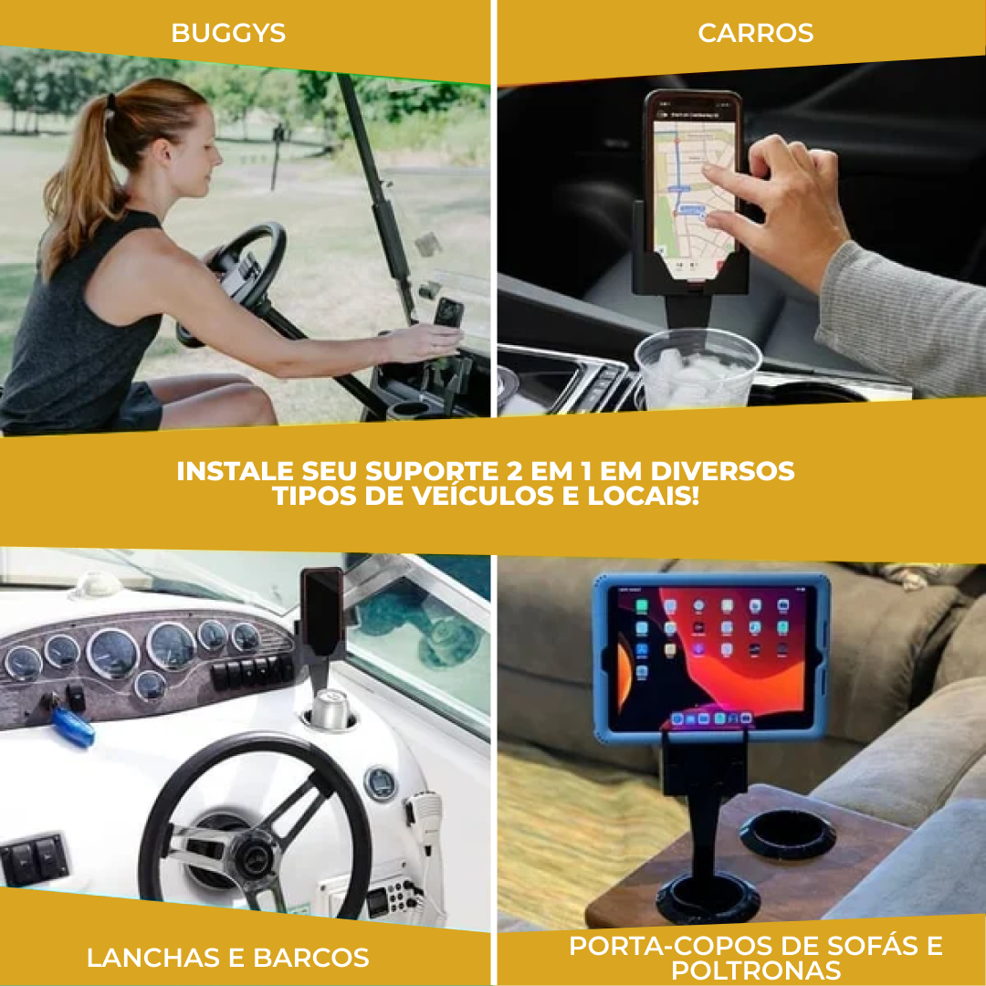 Cup Holder Jetta™ - Suporte 2 em 1 para celular [PROMOÇÃO IMPERDÍVEL ATÉ HOJE ÀS 23:59]